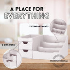 Transform your space with our sleek White Cosmetic Storage Organizer! Perfect for your vanity, bathroom, or dresser—keep your makeup, jewelry, and hair accessories neatly organized! ✨💄💍 #OrganizationGoals #BeautyEssentials