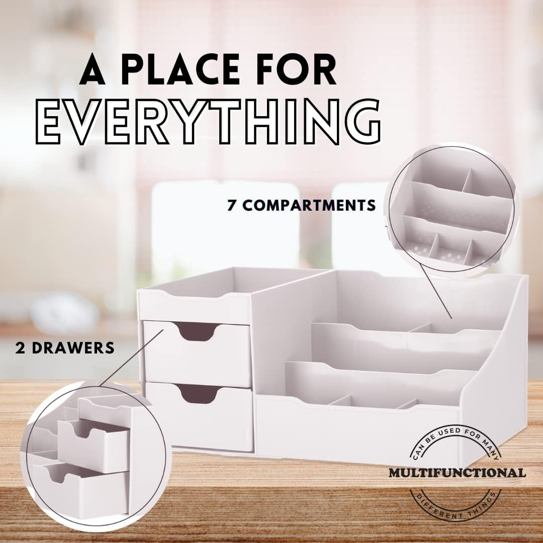 Transform your space with our sleek White Cosmetic Storage Organizer! Perfect for your vanity, bathroom, or dresser—keep your makeup, jewelry, and hair accessories neatly organized! ✨💄💍 #OrganizationGoals #BeautyEssentials