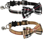 Adjustable Breakaway Cat Collar Set with Bell - 2 Pack (Black & Brown) for Neck Sizes 7.8-10.5 Inches