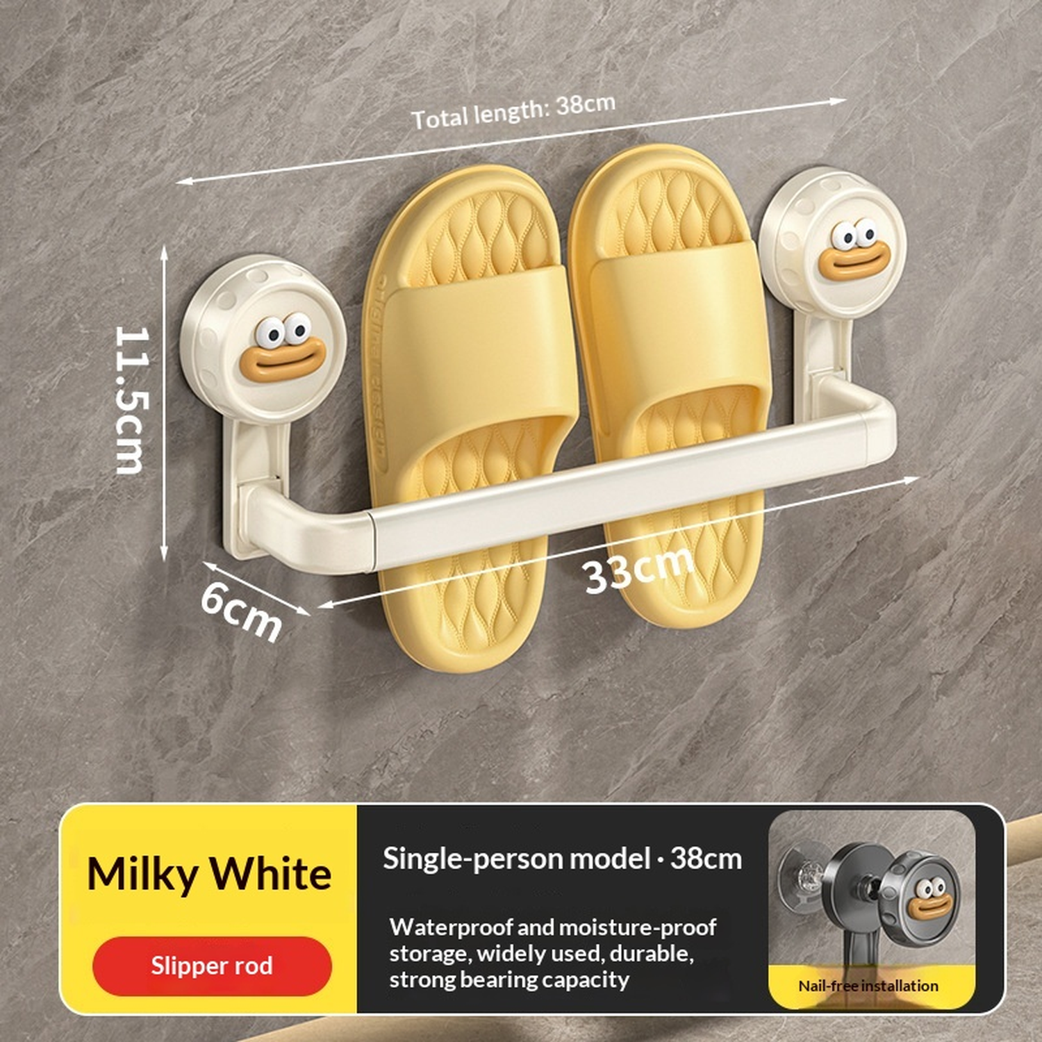 No-Drill Wall-Mounted Towel Rack and Bathroom Slipper Holder