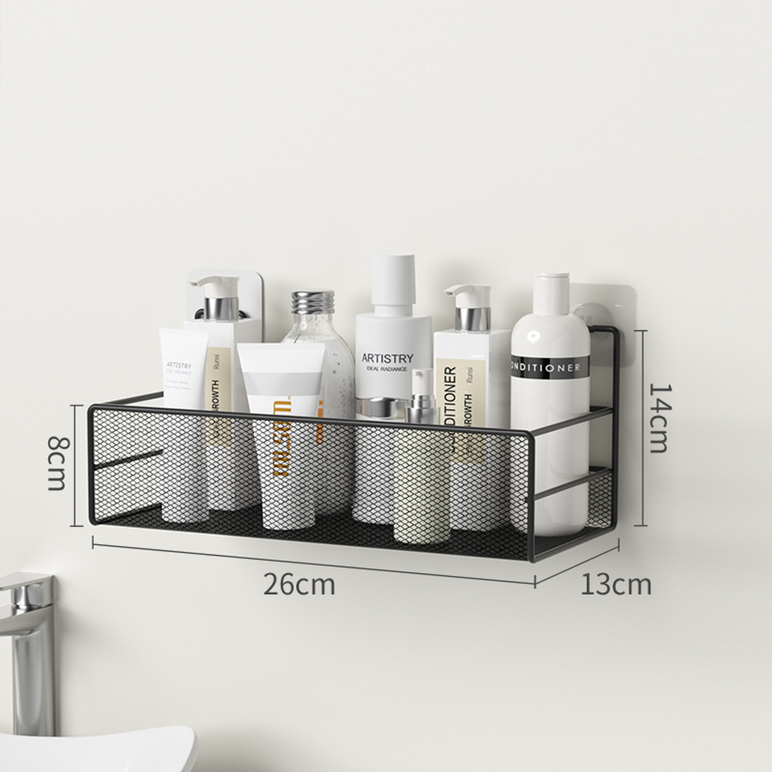 No Drill Wall-Mounted Bathroom Shelf  