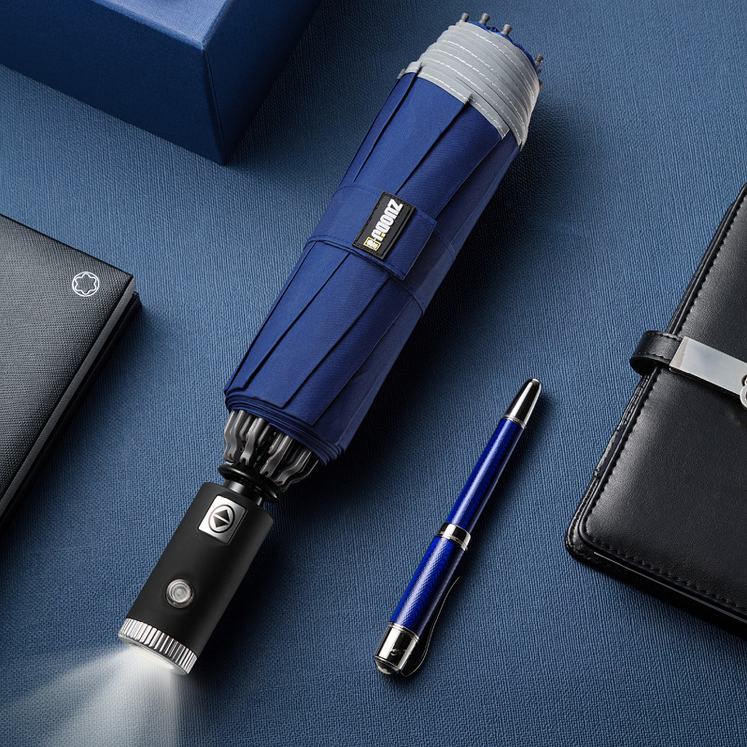 LED Flashlight-Rain and Sunshine Folding Umbrella