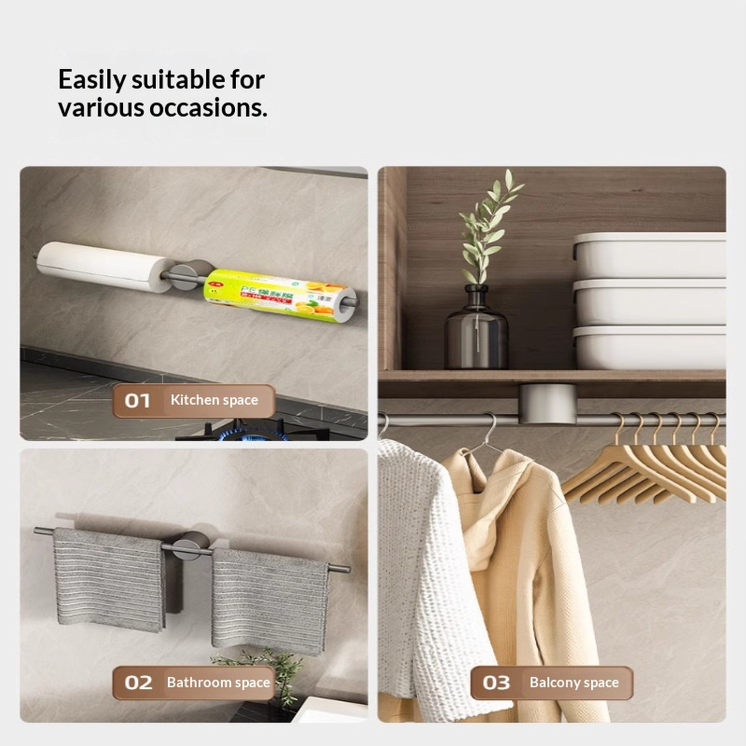 Minimalist Luxury Bathroom No-Drill Towel Rack