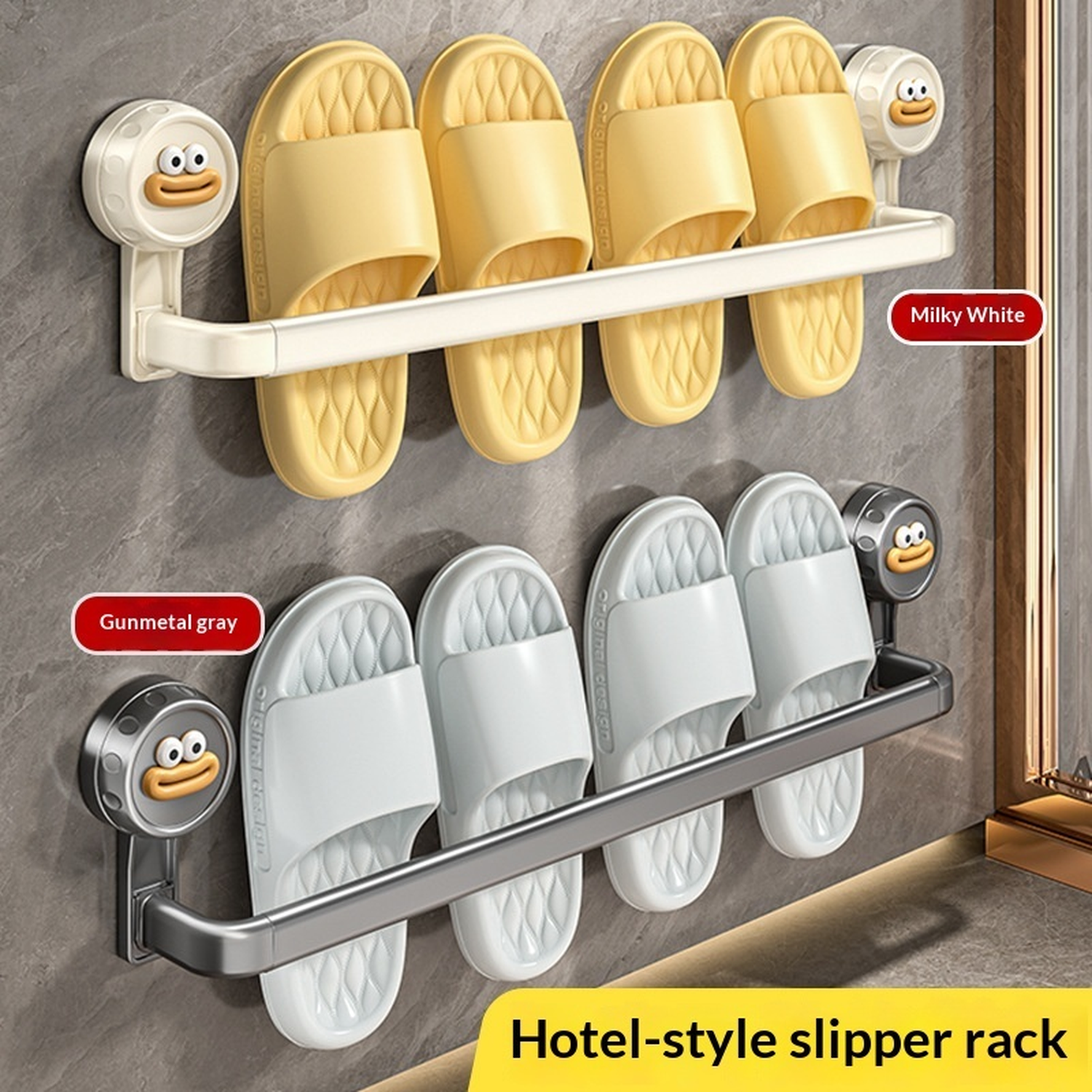 No-Drill Wall-Mounted Towel Rack and Bathroom Slipper Holder