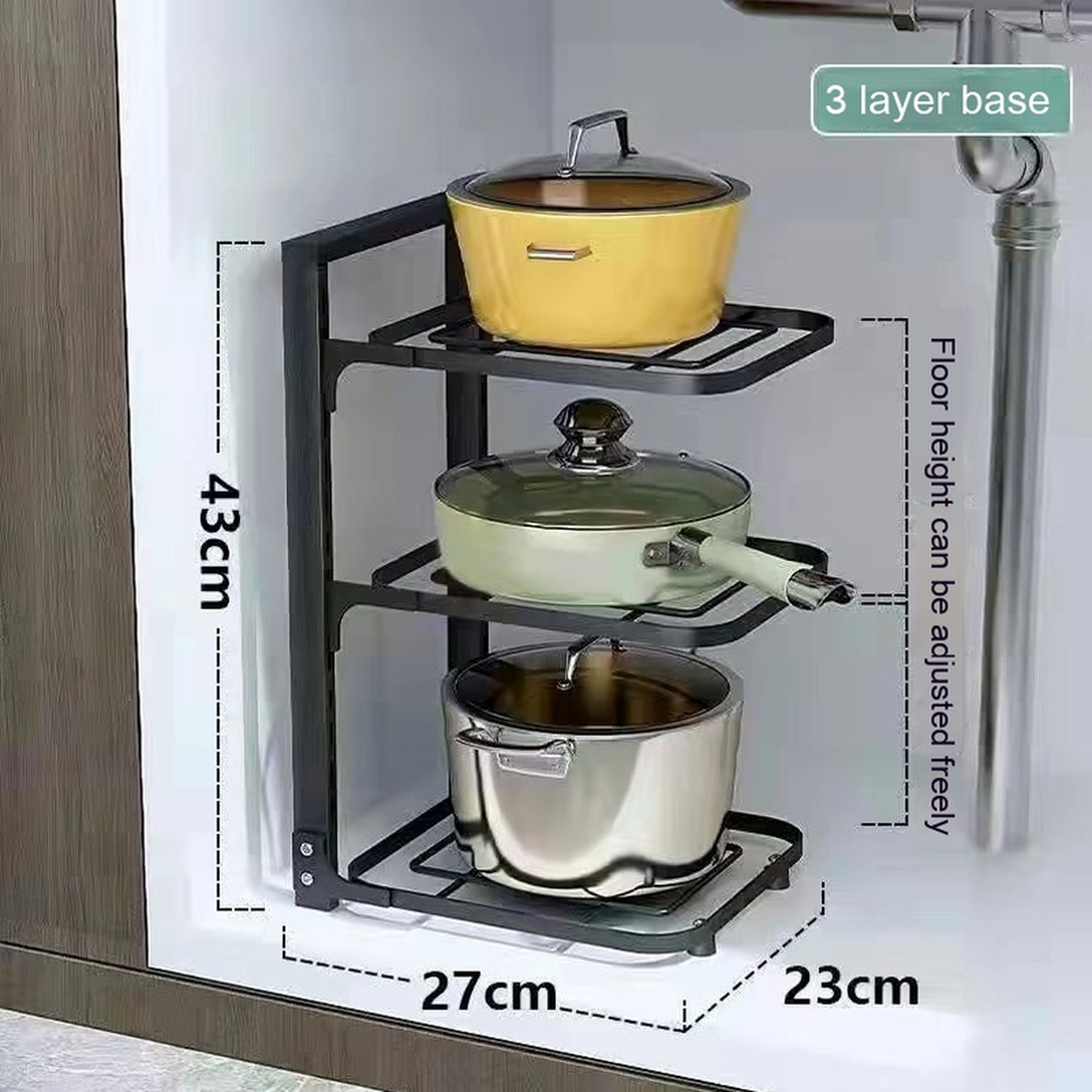 Adjustable Stainless Pot Storage Rack