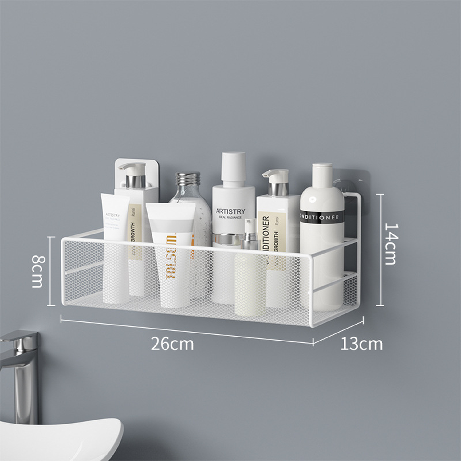 No Drill Wall-Mounted Bathroom Shelf  