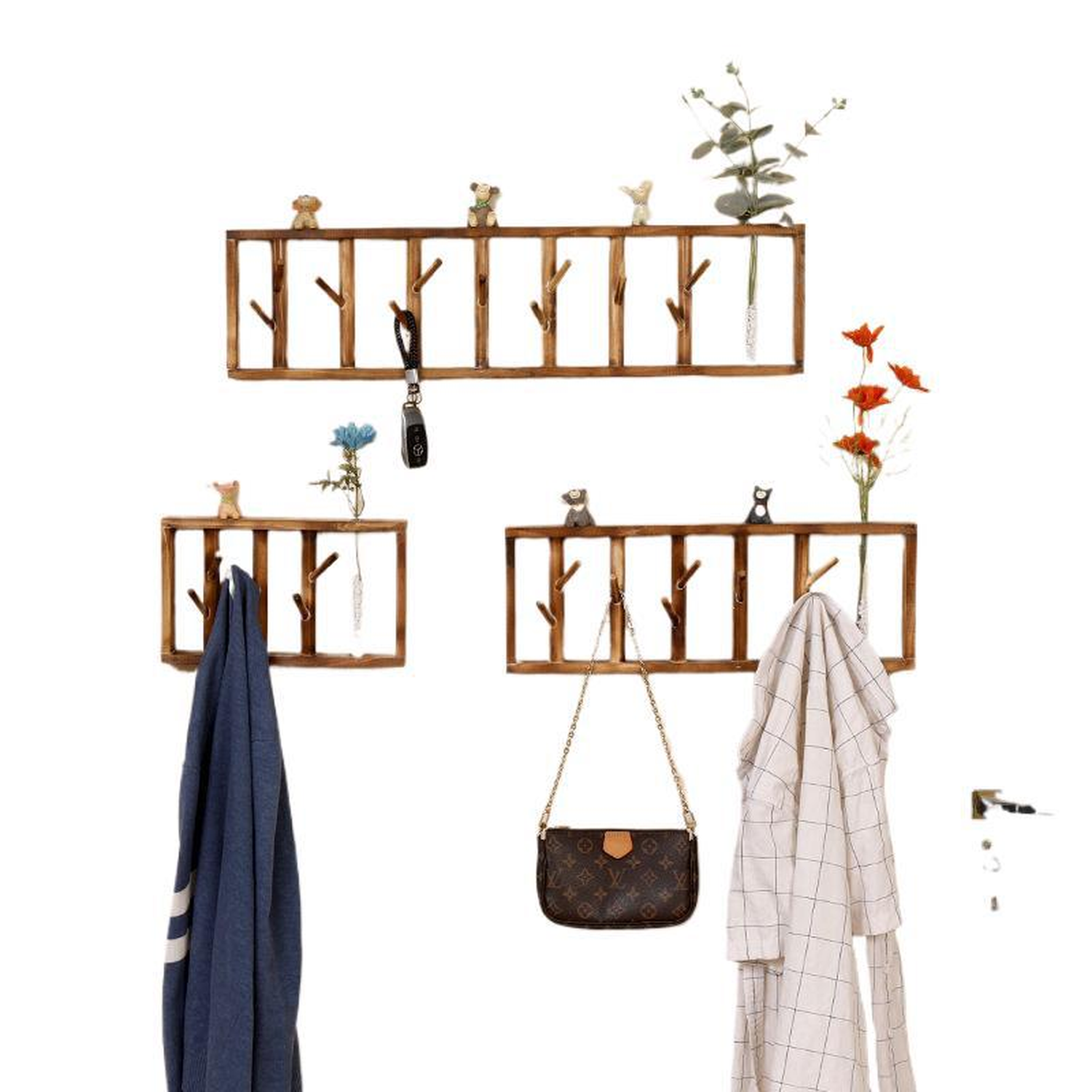No-Drill Wooden Coat and Hat Rack 