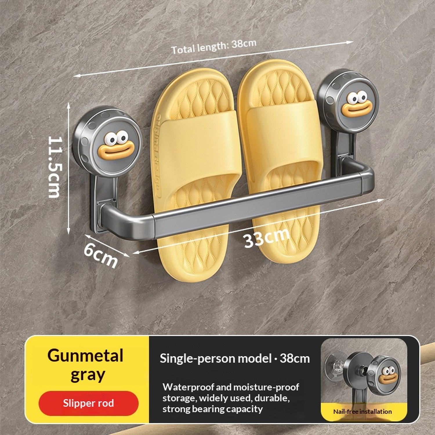 No-Drill Wall-Mounted Towel Rack and Bathroom Slipper Holder