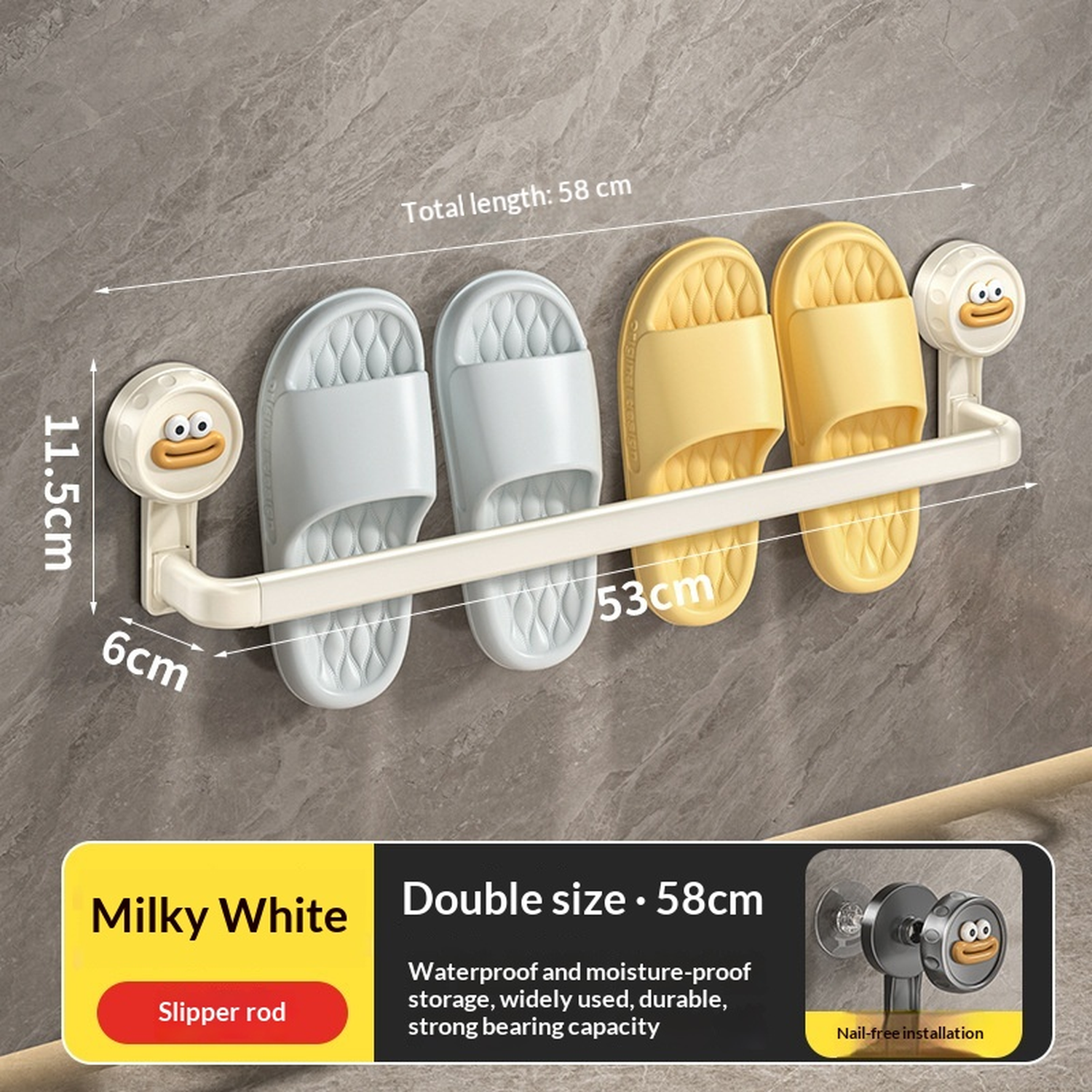 No-Drill Wall-Mounted Towel Rack and Bathroom Slipper Holder