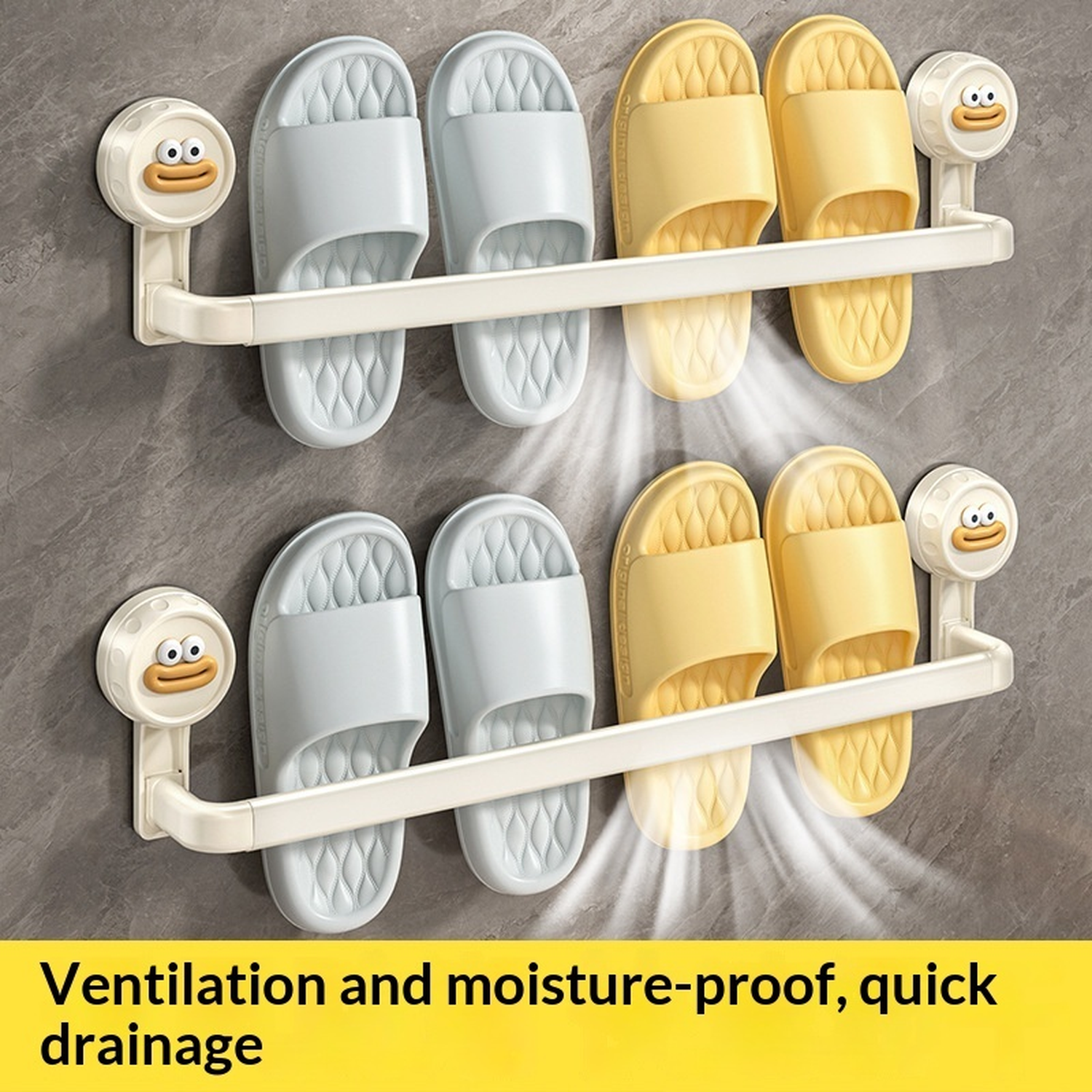 No-Drill Wall-Mounted Towel Rack and Bathroom Slipper Holder