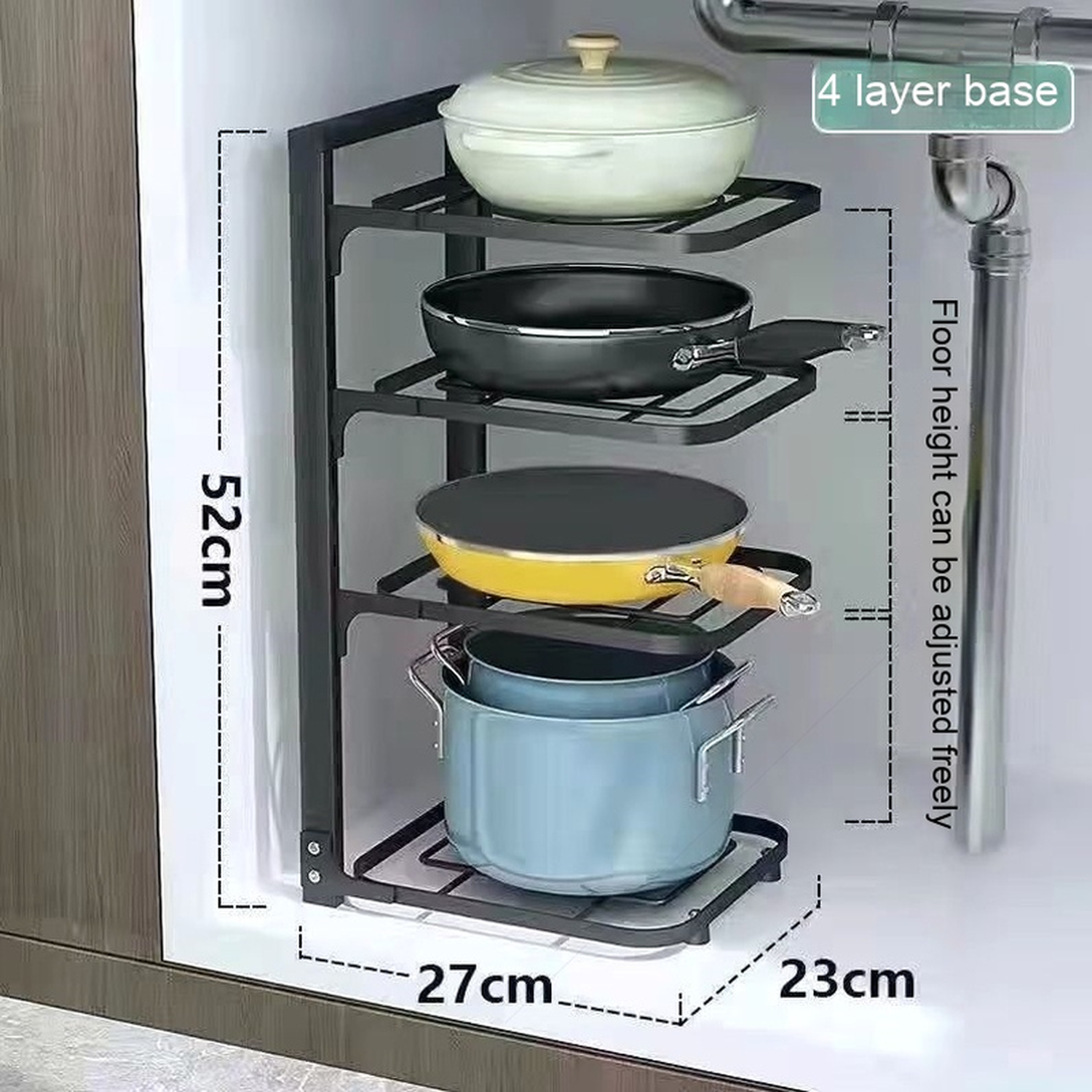 Adjustable Stainless Pot Storage Rack