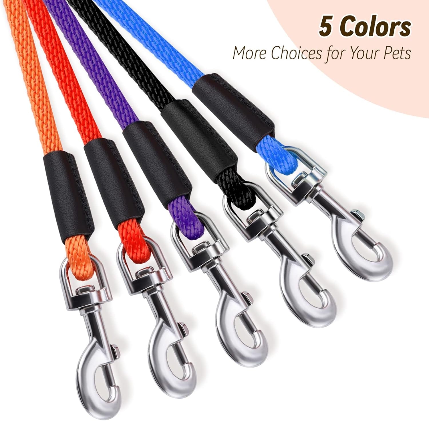 Professional Dog Training Check Cord with Ergonomic Handle, Available in 10Ft, 15Ft, 30Ft, and 50Ft for All Dog Sizes