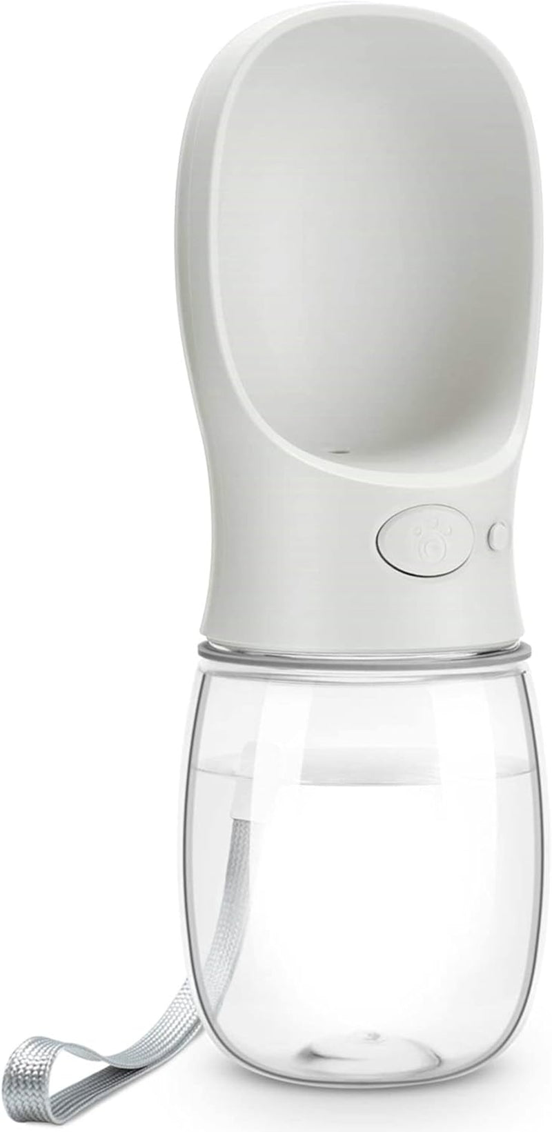 Portable Leak-Proof Dog Water Bottle with Feeder, 12oz - Travel-Friendly Design in Milk White