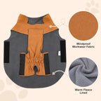 Professional Dog Coats with Integrated Harness for Small Breeds - Windproof and Insulated Winter Jacket with Storage Pockets - Bright Beige, Size M
