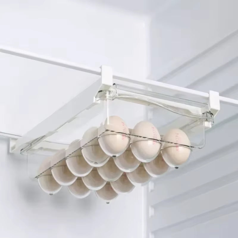 Refrigerator Storage Organizer for Fruits and Eggs - Under-Shelf Drawer Box for Fresh-Keeping Kitchen Organization