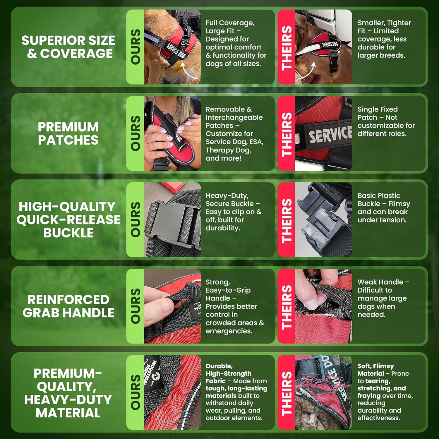 Professional Adjustable Service Dog Harness with Handle - 8 Size Options (XXXS to XXL) - Reflective Patch and Comfortable Mesh Design in Vibrant Red