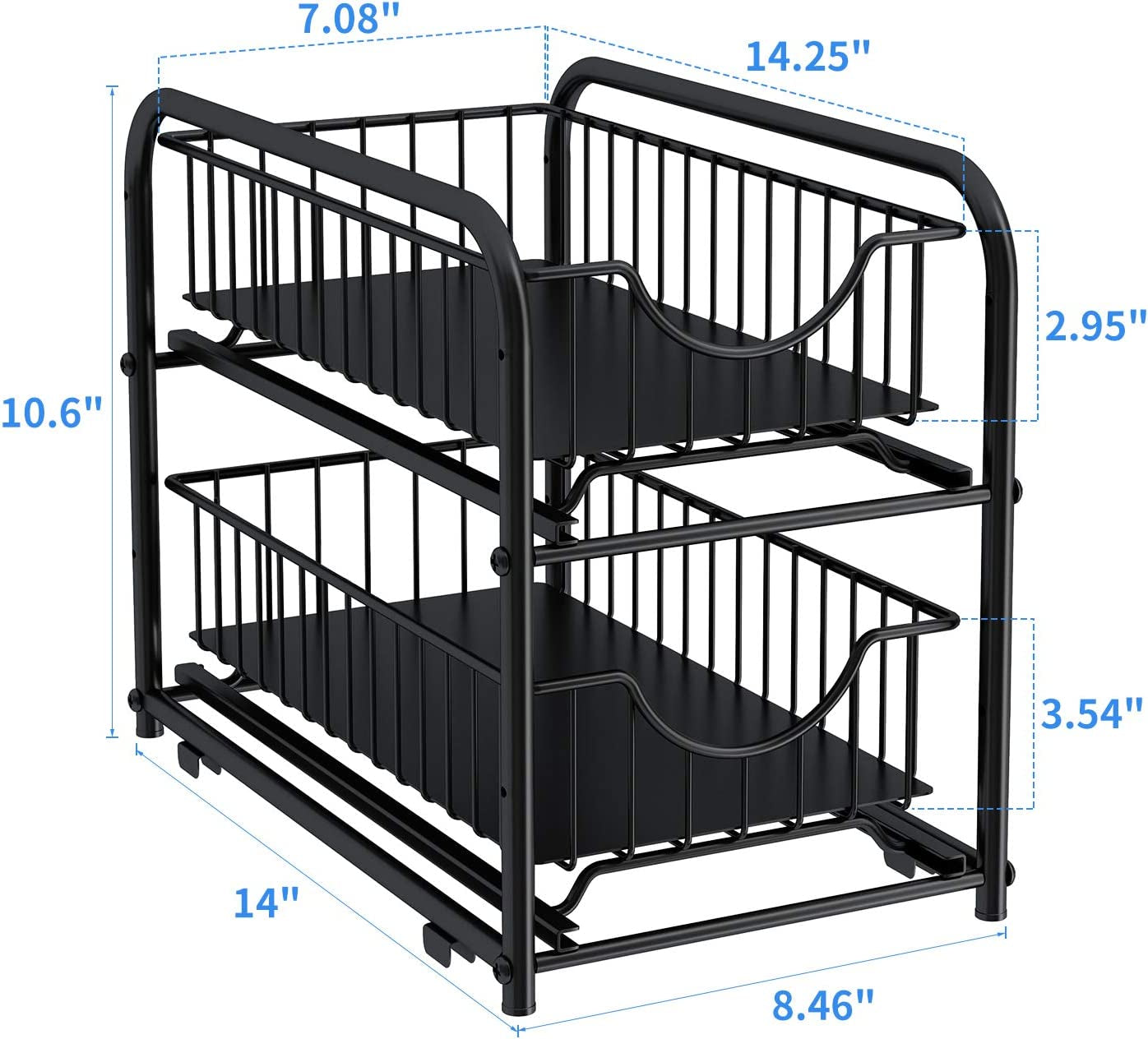 Maximize Your Space with Our 2-Tier Stackable Pull-Out Organizer – Perfect for Under Sink, Pantry, and Desktop! 🖤✨