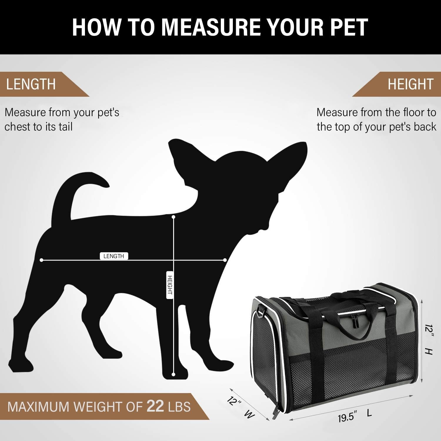 Premium Foldable Soft-Sided Pet Carrier for Cats and Dogs up to 22 lbs, Airline Compliant